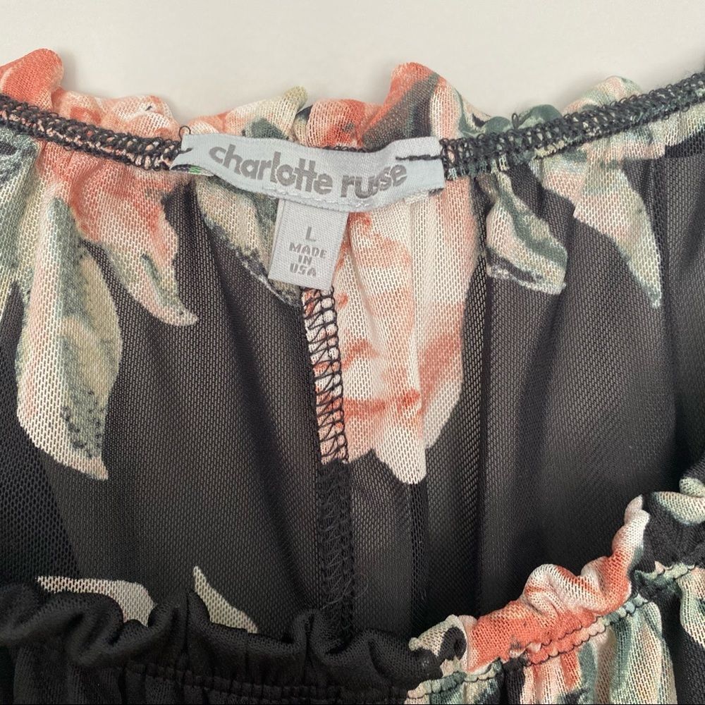 Charlotte Russe Large Boho Sheer Floral Crop Top With Overlay - Picture 4 of 9